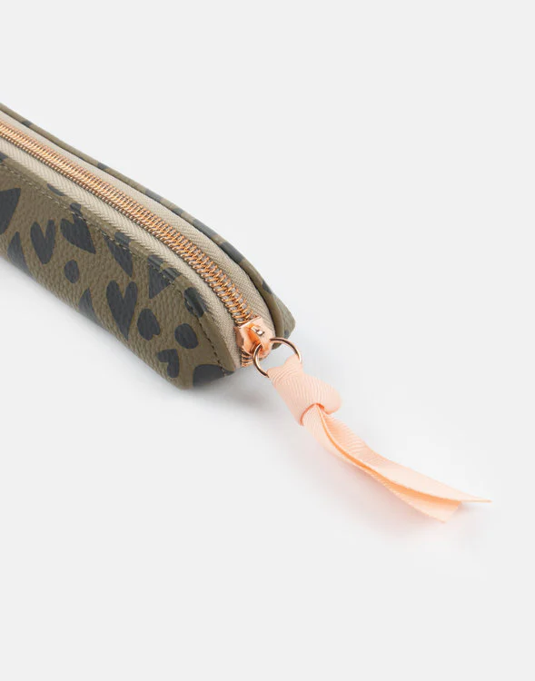 Caroline Gardner - Khaki Heart Pencil Case - Image 2