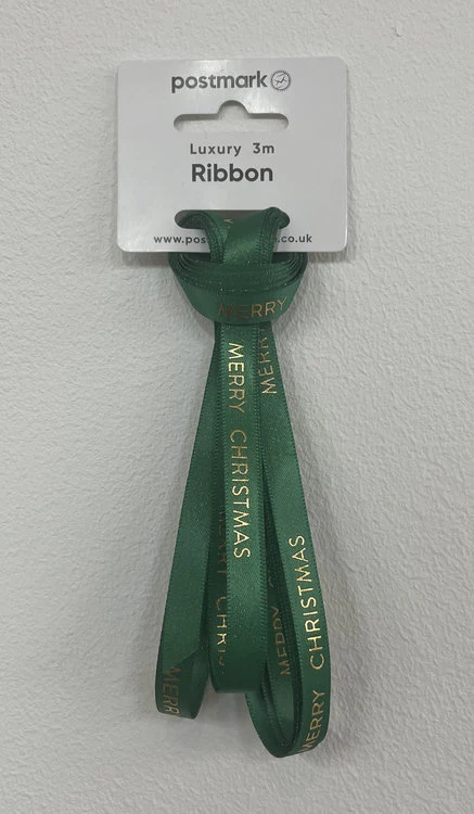 Cole Fabrics - 3m Christmas Green Ribbon 9 mm