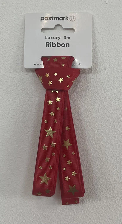 Cole Fabrics - Gold Stars 3m Ribbon - Red - Image 2