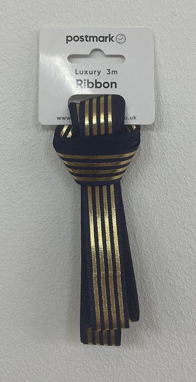 Cole Fabrics - Gold Strip 3m Ribbon - Navy