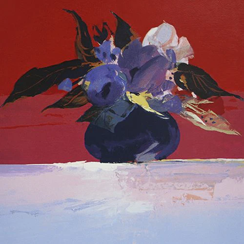 Donald Hamilton Fraser - Flowers with a red background
