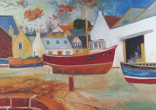 John Bellany - Boats in Harbour