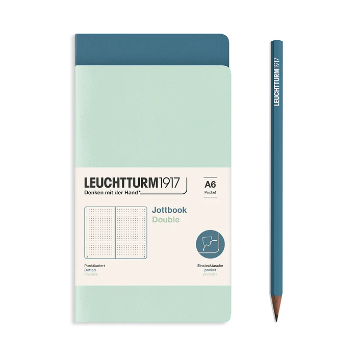 Leuchtturm 1917 - A6 Duo Dotted Jottbook - Mint Green - Stone Blue