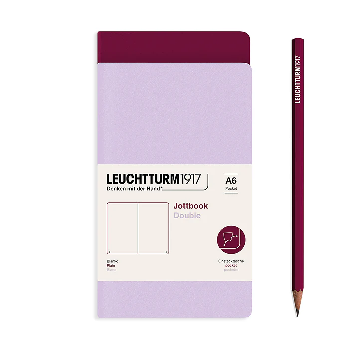 Leuchtturm 1917 - A6 Duo Plain Jottbook - Lilac - Port Red