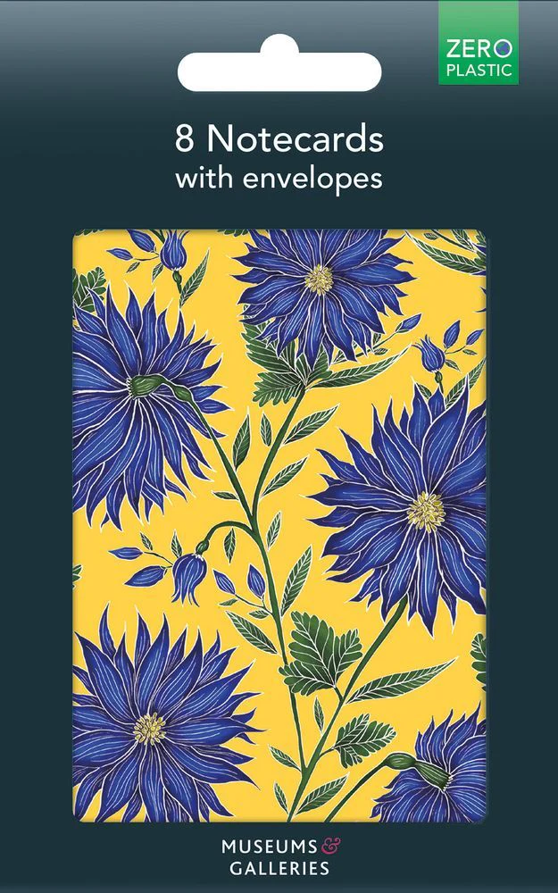 Museums and Galleries - Blue Flowers Notecards x 8