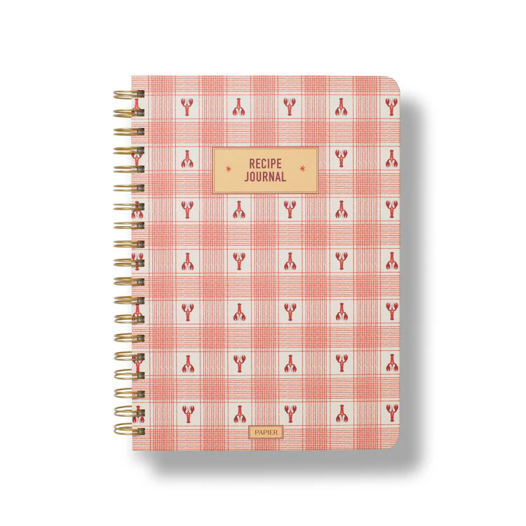 Papier - Lobster Patterned Spiral Recipe Journal