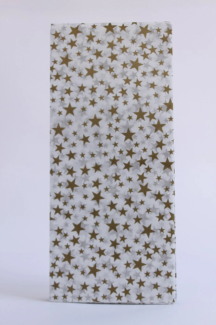 Postmark Tissue Paper - Gold Stars on White