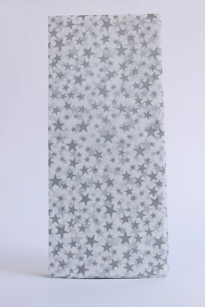 Postmark Tissue Paper - Silver Stars on White