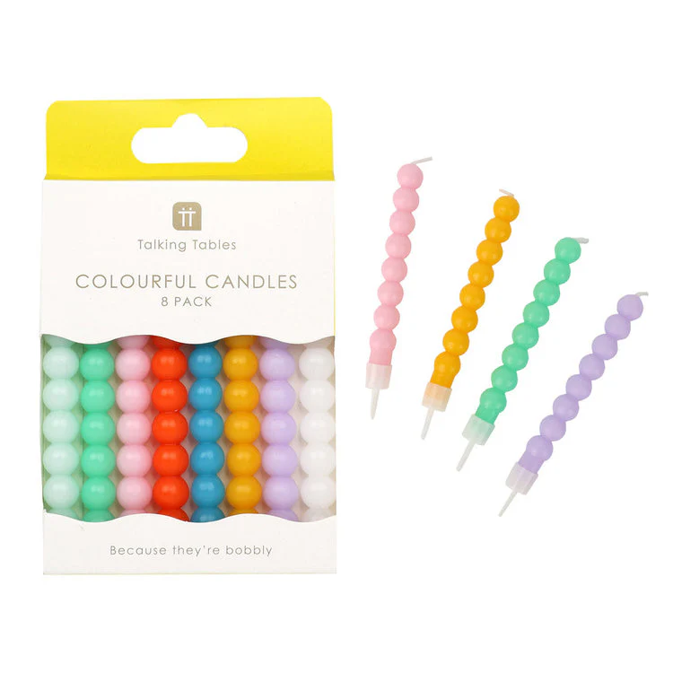 Talking Tables - Brights Bobble Candles 8Pk