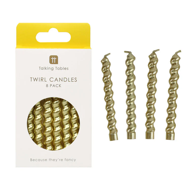 Talking Tables - Twirl Candles Gold 8Pk