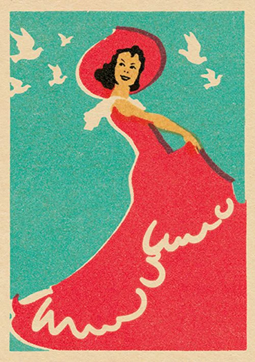 Vintage Matchbox - Lady in Red