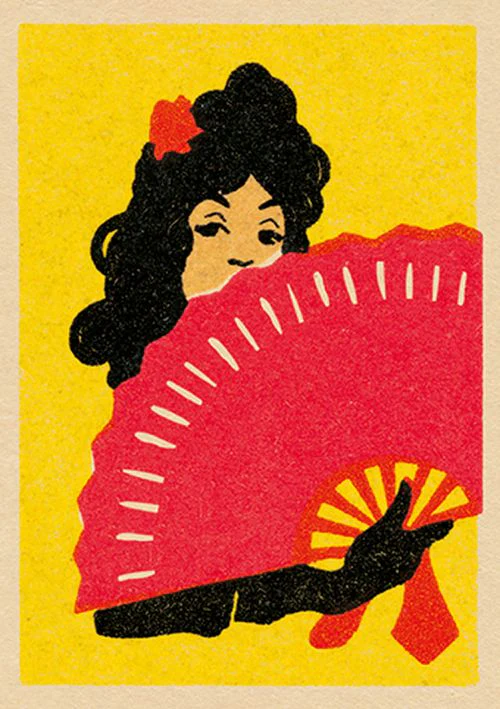 Vintage Matchbox - Lady with fan